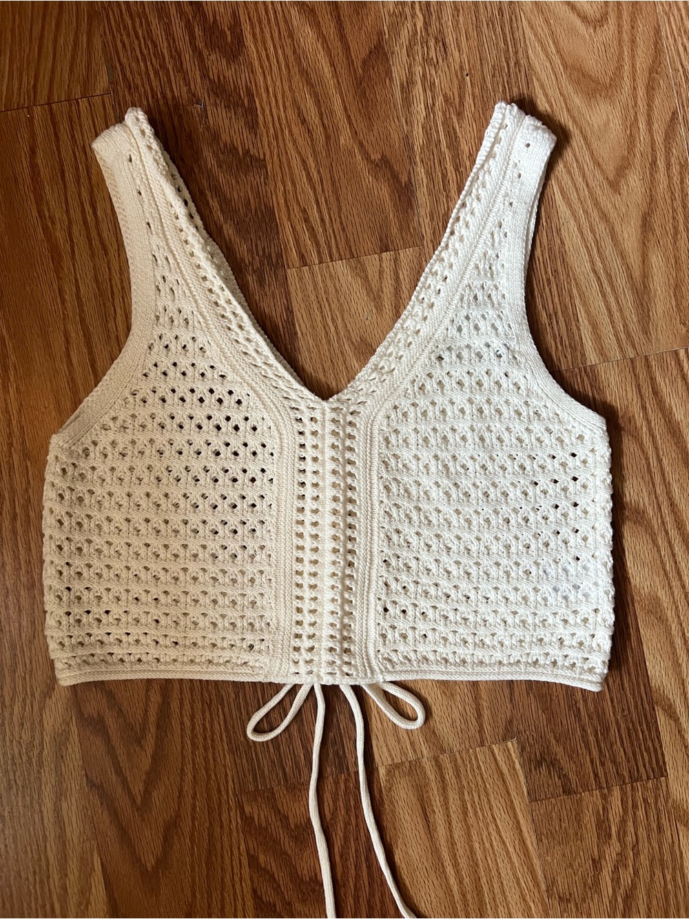 Pink Rose Cream Crochet Knit Crop Top